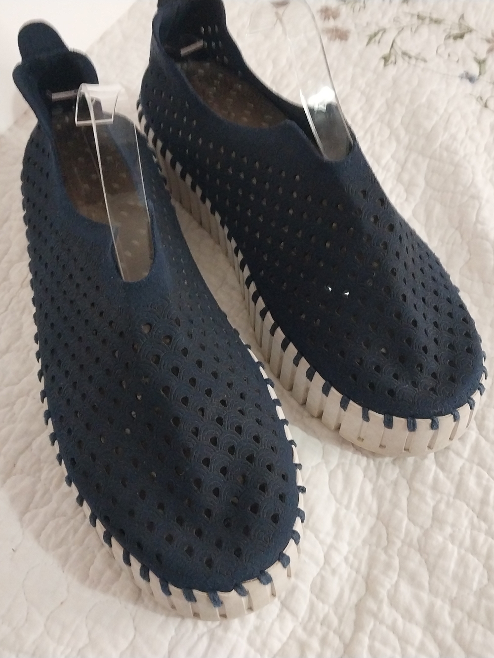 Ilse Jacobsen Navy Perforated Slip-On Sneakers Women's 8.5/9 - Picture 7 of 12